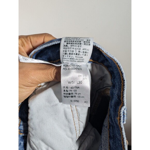 Levi's 501 Womens Blue Distressed Denim High Rise Jeans Sz 31 Grunge Festival - Picture 8 of 10